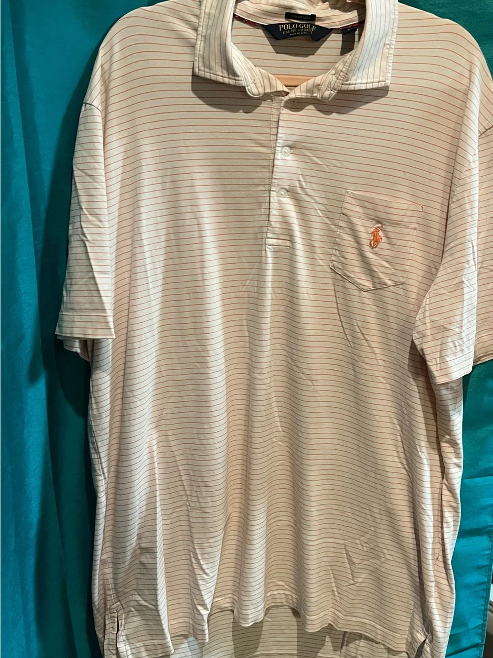 Ralph Lauren Cream Polo with Orange Pinstripes